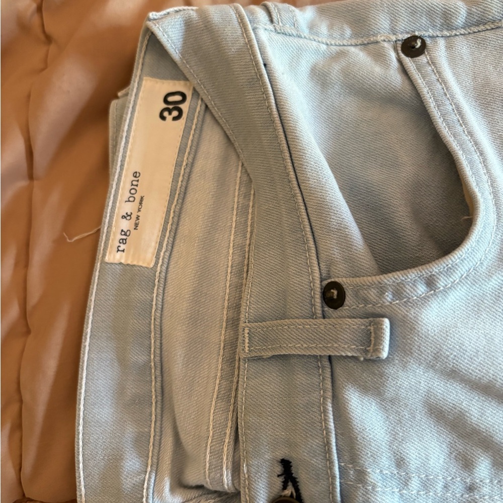 Rag & Bone Women's Skinny Jeans in bleached  blue denim.